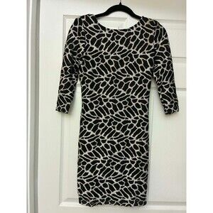 Rubber Ducky Bodycon Dress M Black White Textured Back V Cocktail